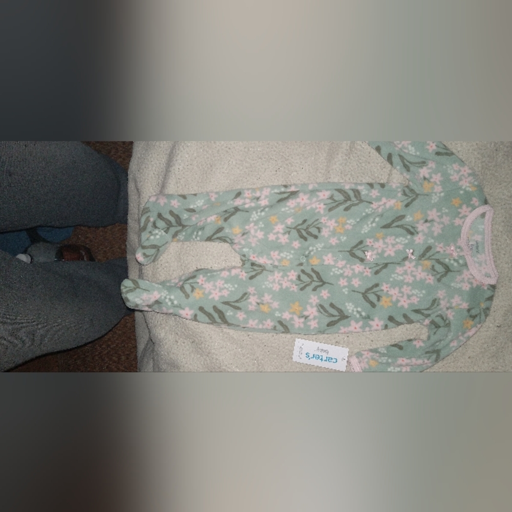 Carters 6m baby floral snap fleece sleep n play